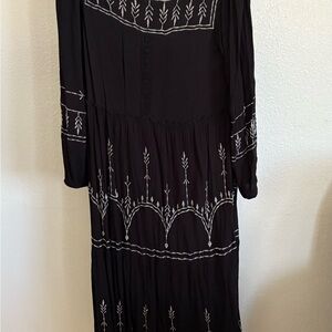 Elegant Black Embroidered Maxi Dress